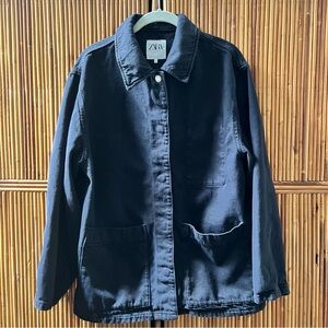 Zara WOMENS Oversized Black Boyfriend Denim Jacket